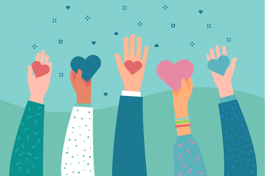 People holding out their hands. Concept love