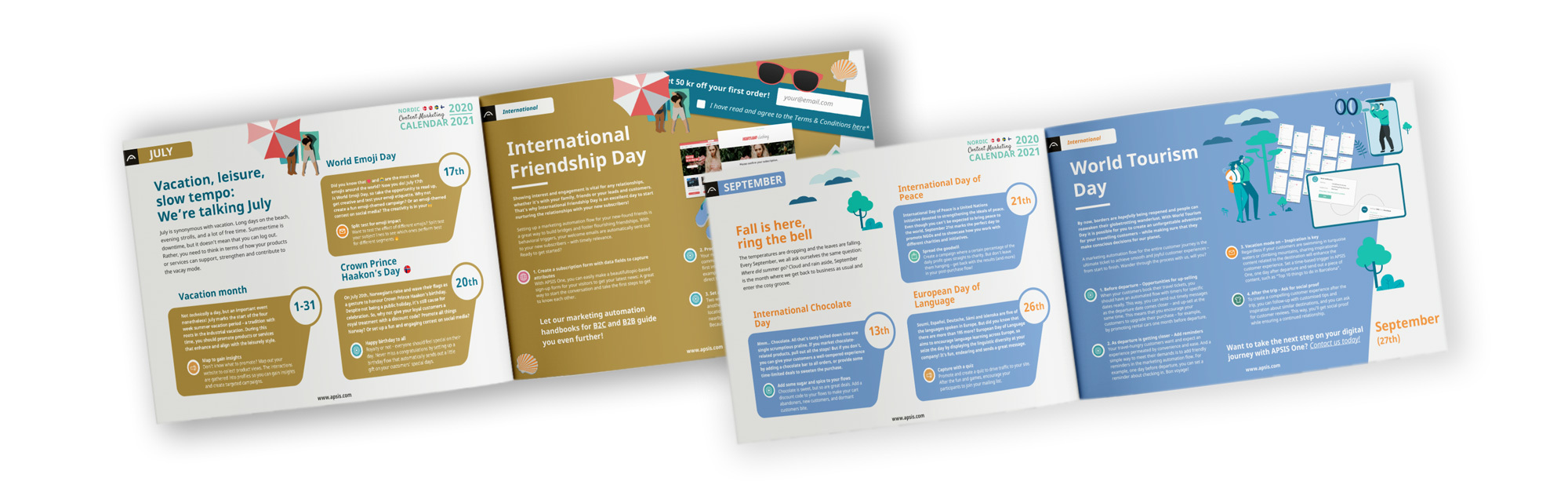Nordic Content Marketing Calendar displaying inspiration and use cases from July and September
