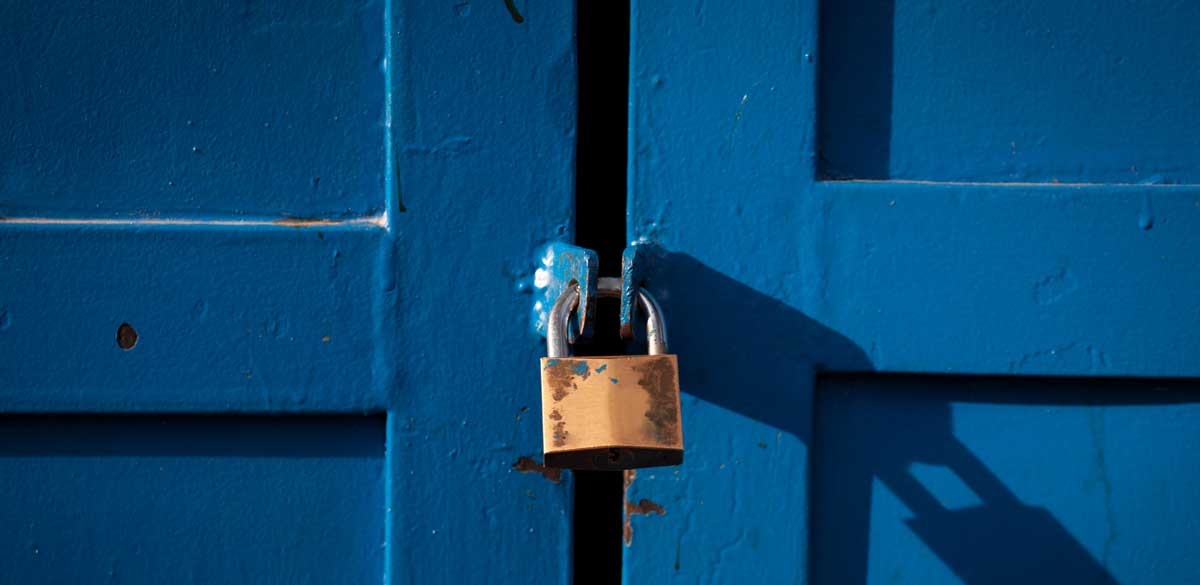 Lock on blue door