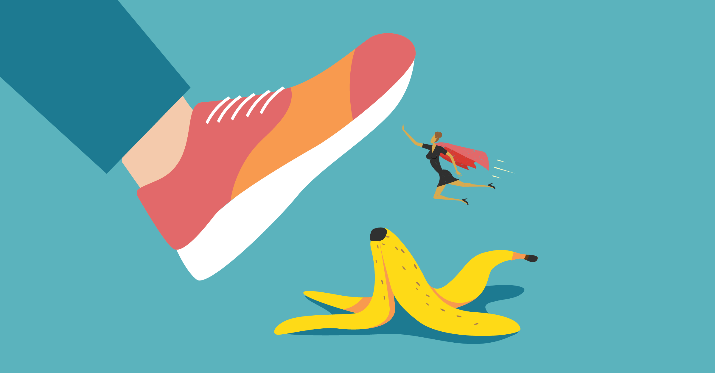 heroine stopping a mistake slip banana peel