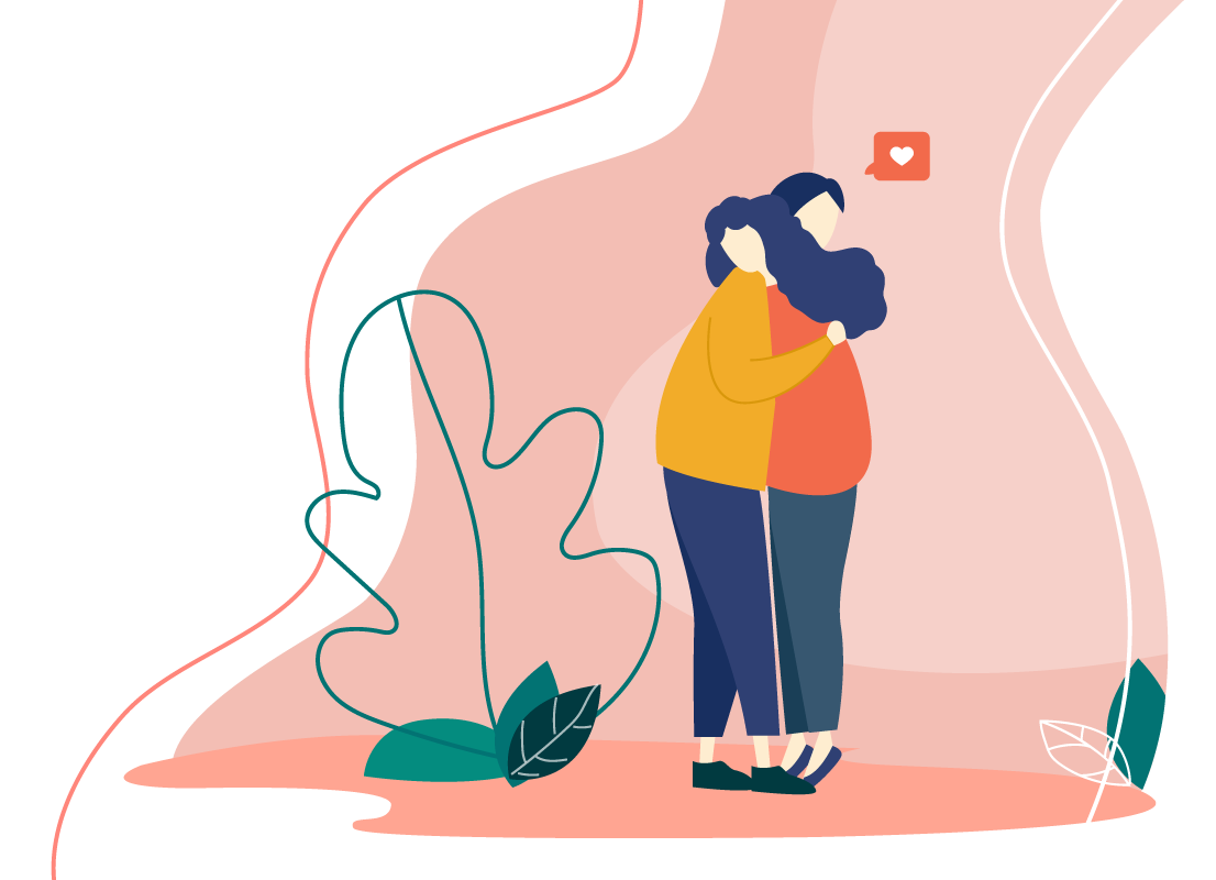 Illustration of two people hugging