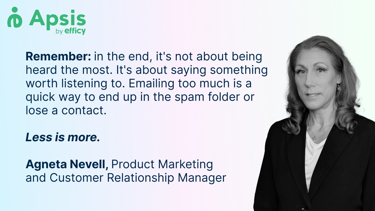 Agneta Nevell, Product marketing manager Apsis. 