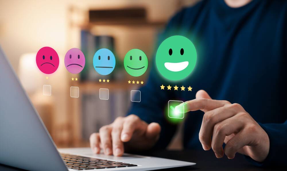 Review thru smileys, online survey tools