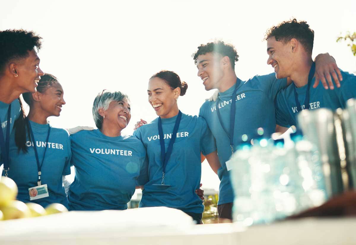 Volunteers at an NGO event