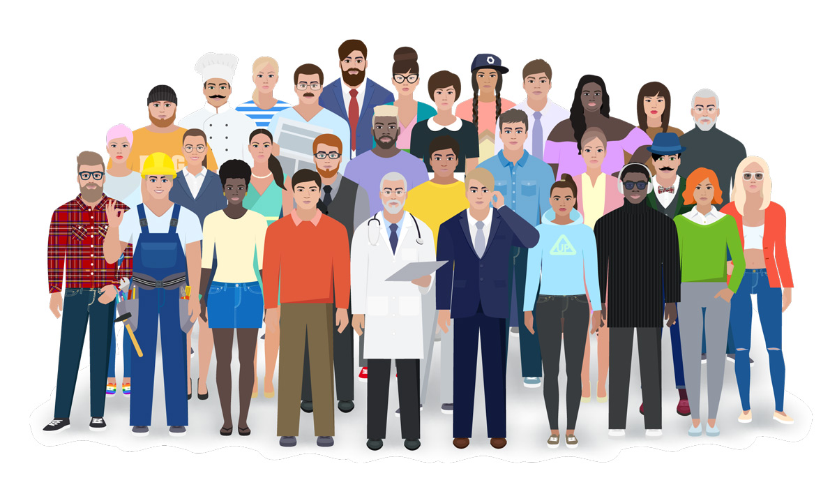 Different people, with different backgrounds and age.