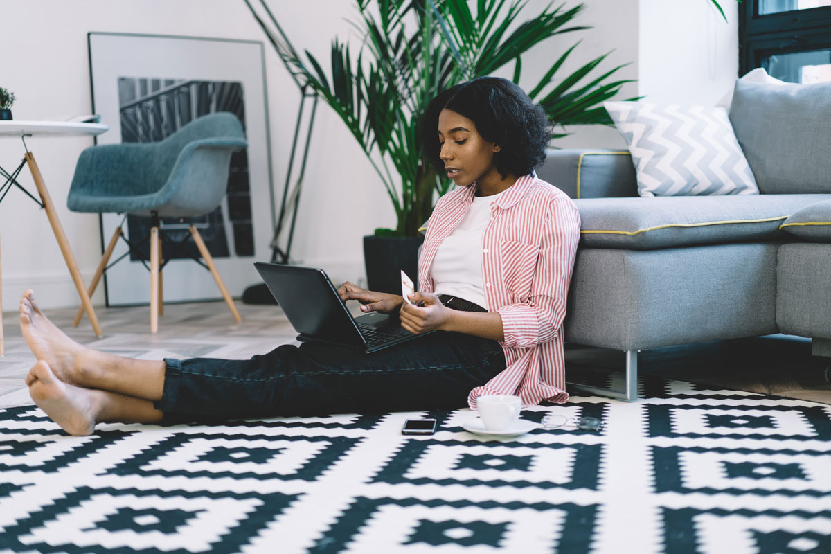 Woman with different devices
